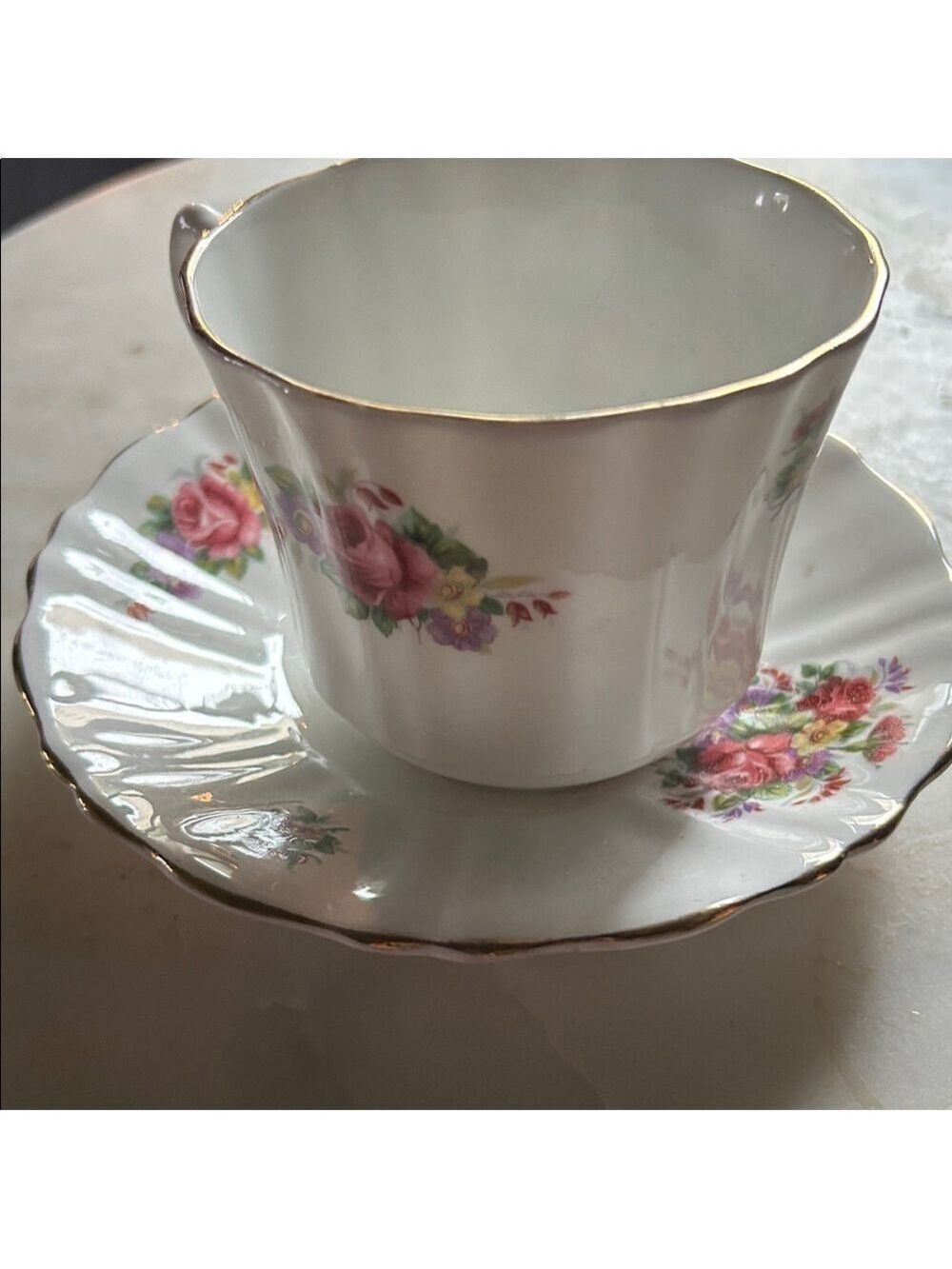 Floral Porcelain Teacup and Saucer Set
